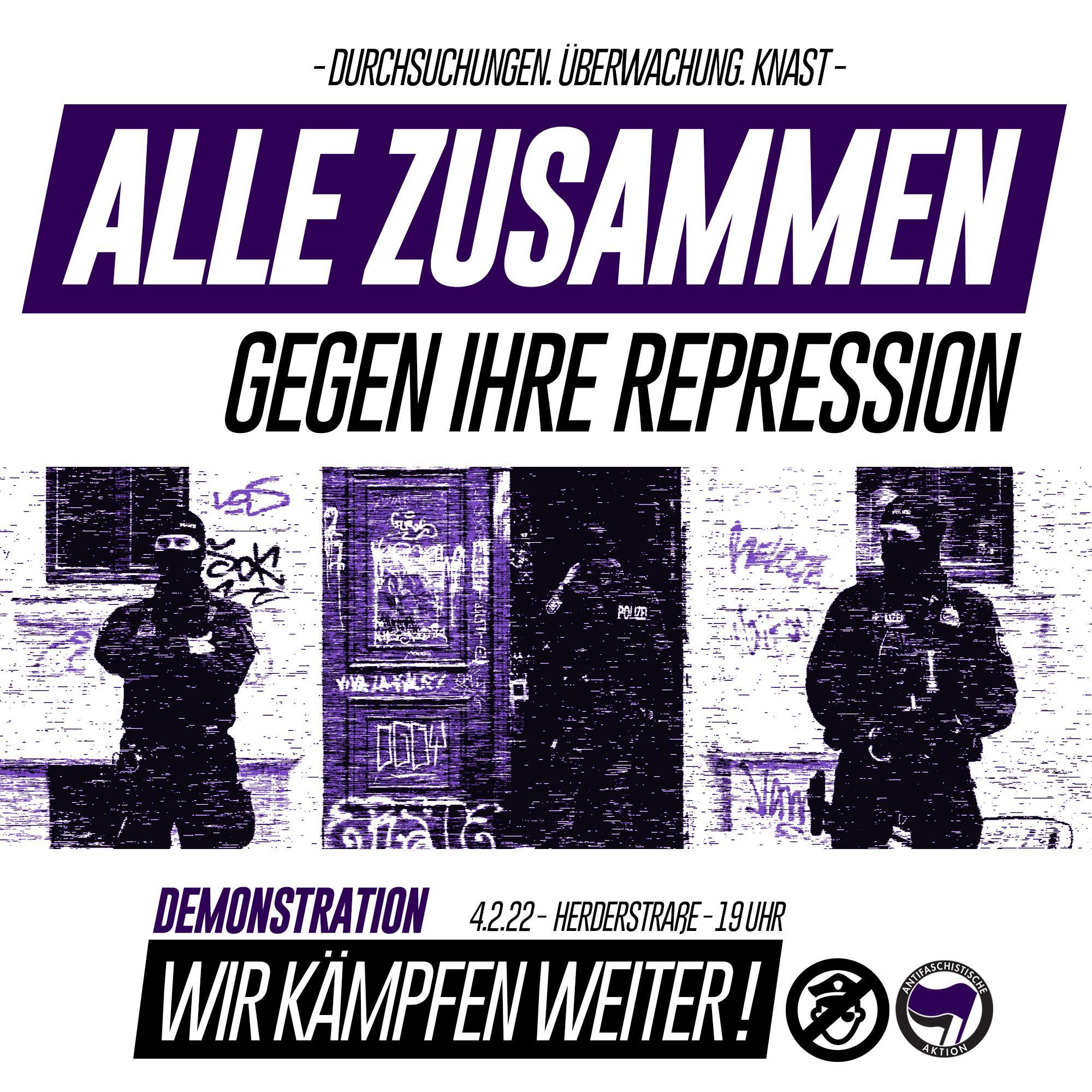 Mehr über den Artikel erfahren Aufruf zur Demonstration „Alle zusammen gegen ihre Repression – Wir kämpfen weiter“
