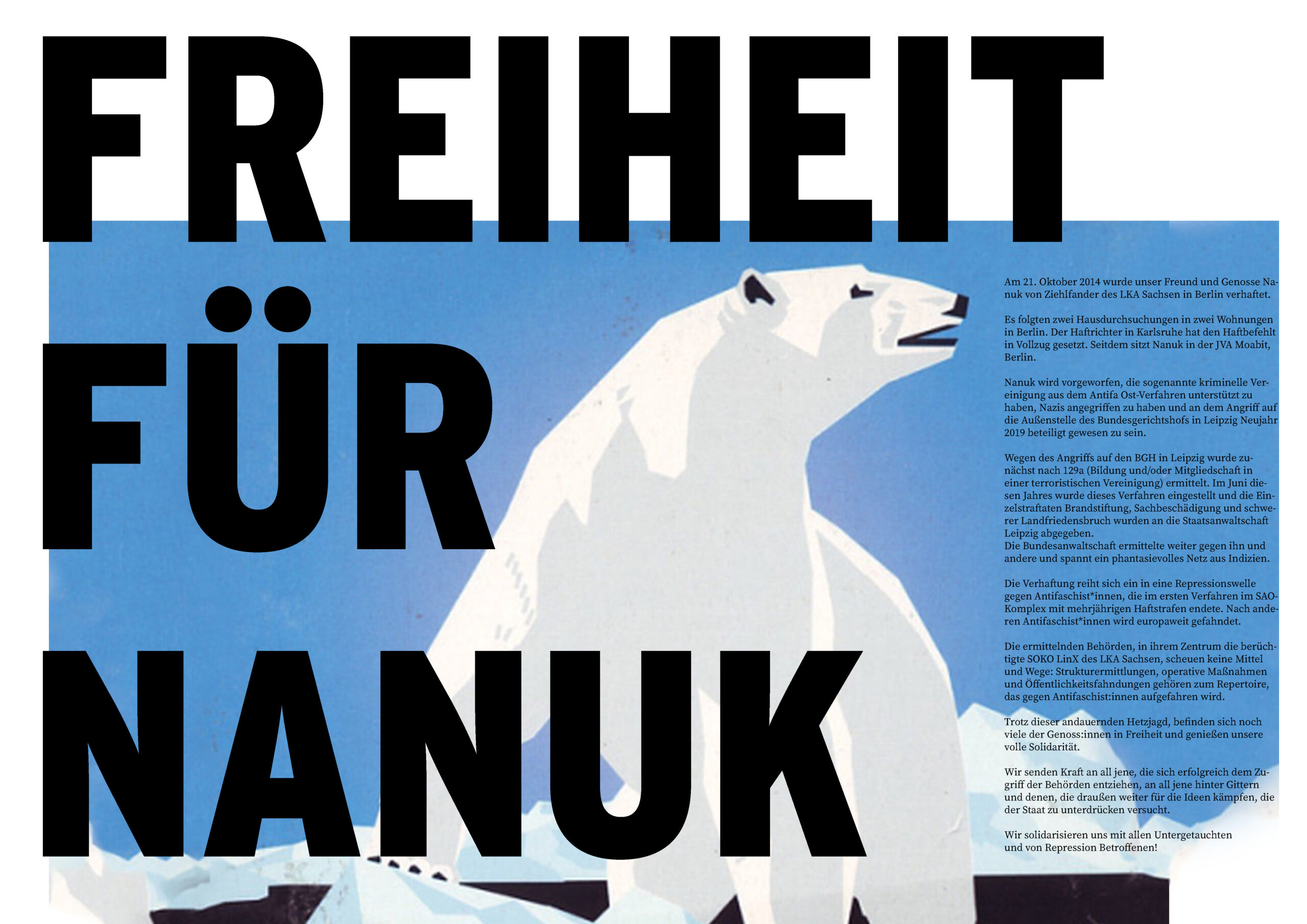 Mehr über den Artikel erfahren Aufruf zur Demonstration – Freiheit für Nanuk